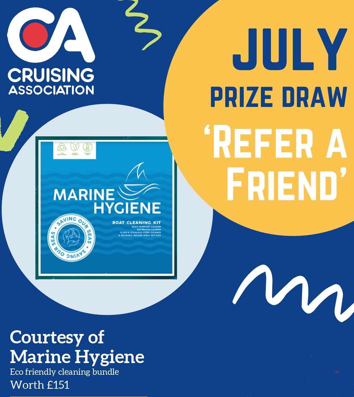 July's Refer a Friend prize draw to win a cleaning bundle from Marine Hygiene