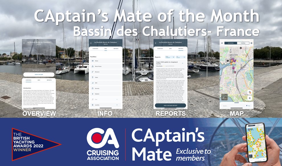 Detailed cruising information on CAptain's Mate for Bassin des Chalutiers, La Rochelle, France