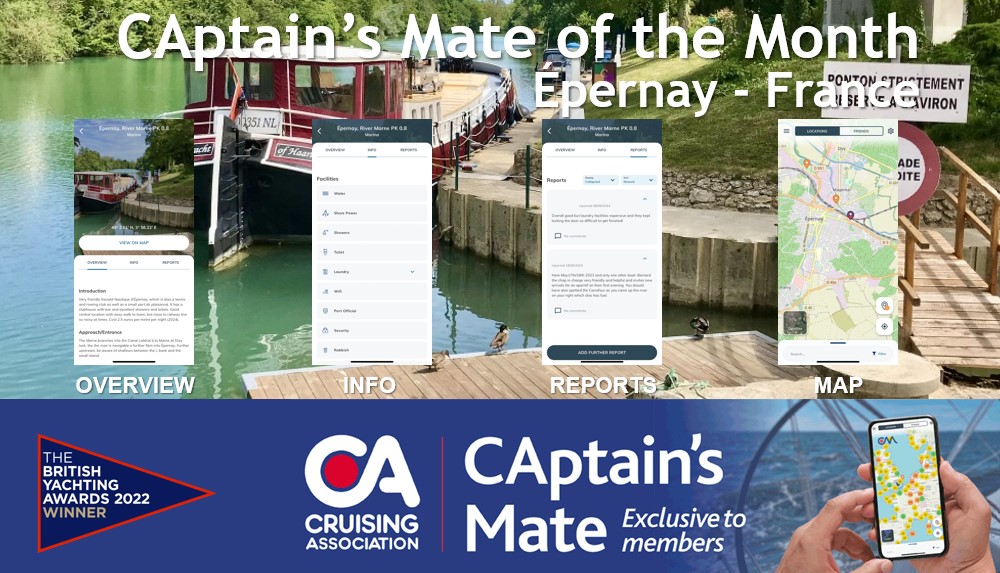 Detailed cruising information on CAptain's Mate for Épernay, River Marne, France