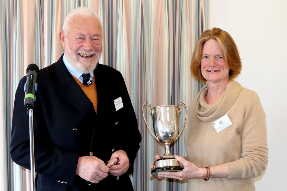 Sir Robin Knox-Johnston presents Sam Steele with the Knight Cup